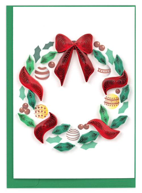 Quilled Holiday Wreath with Ornaments Gift Enclosure Mini Card