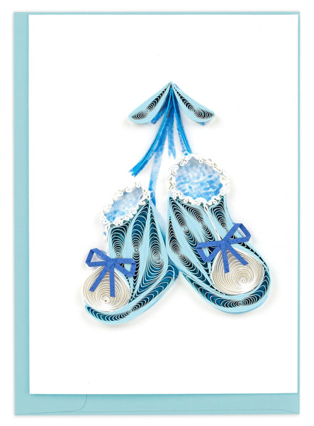 Quilled Knitted Blue Baby Booties Gift Enclosure Mini Card