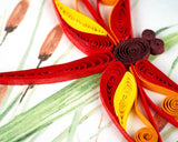 Quilled Red Dragonfly & Cattails Gift Enclosure Mini Card