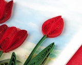 Quilled Red Tulip Field Gift Enclosure Mini Card