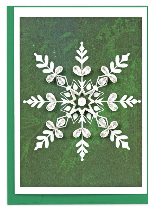 Quilled Snowflake on Pine Gift Enclosure Mini Card