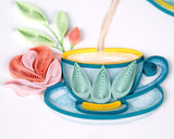 Close up detail of teacup from the Afternoon Tea Quilled Greeting Card.
