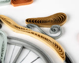 Detail of Quilled Antique High-Wheel Bicycle