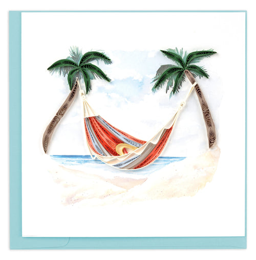 hammock, palm trees, ocean, sand