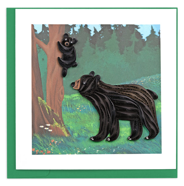 Quilled Black Bear and Cub Greeting Card