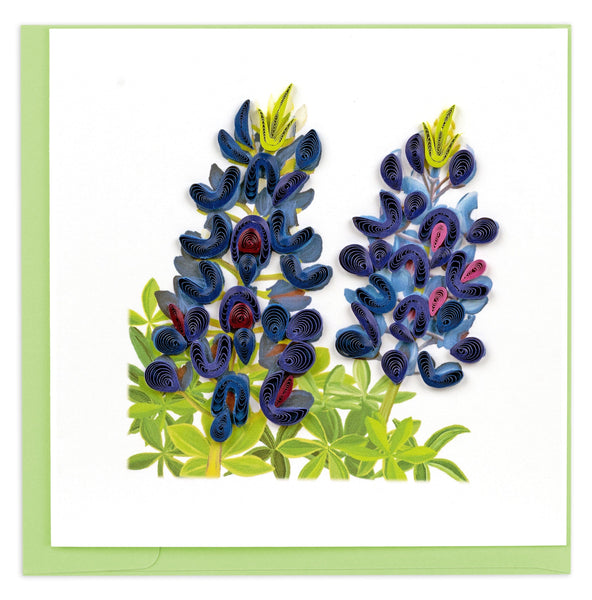 blue flowers, purple flowers, green leaves
