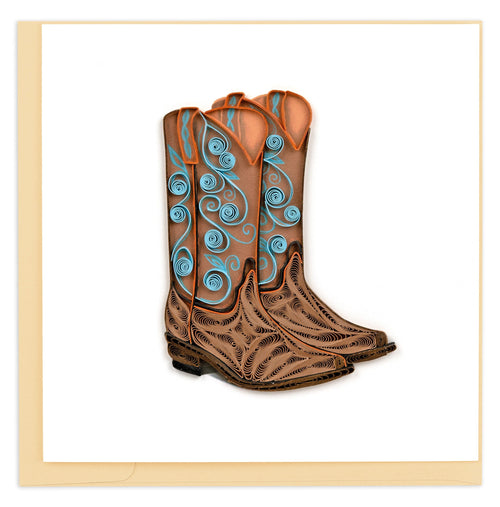 Cow boy boots, quilling, intricate swirl pattern