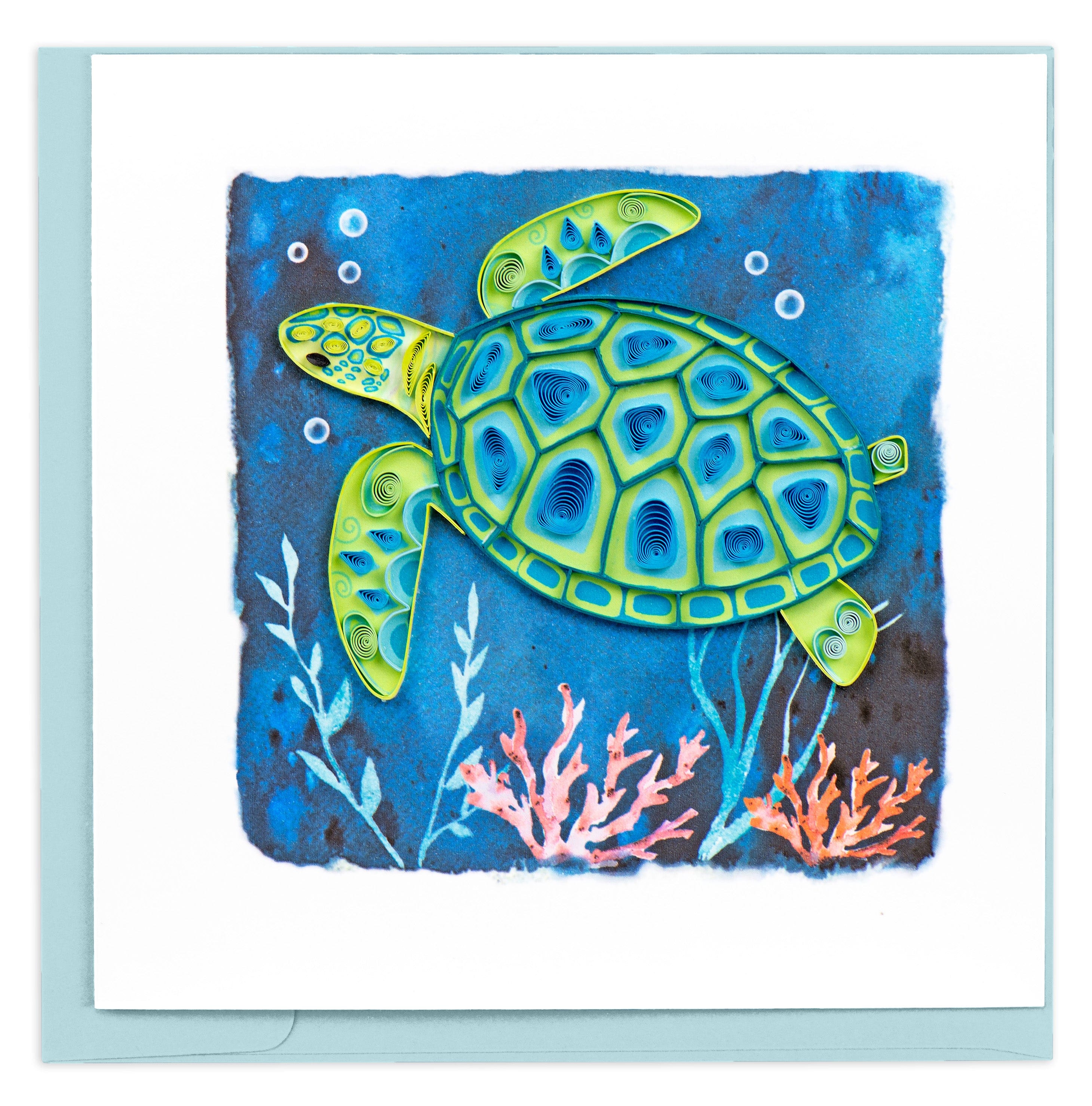 Handcrafted Decorative Sea Turtle Greeting Card | Quilling Card