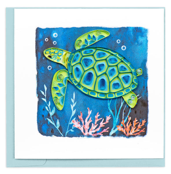 Handcrafted Decorative Sea Turtle Greeting Card | Quilling Card