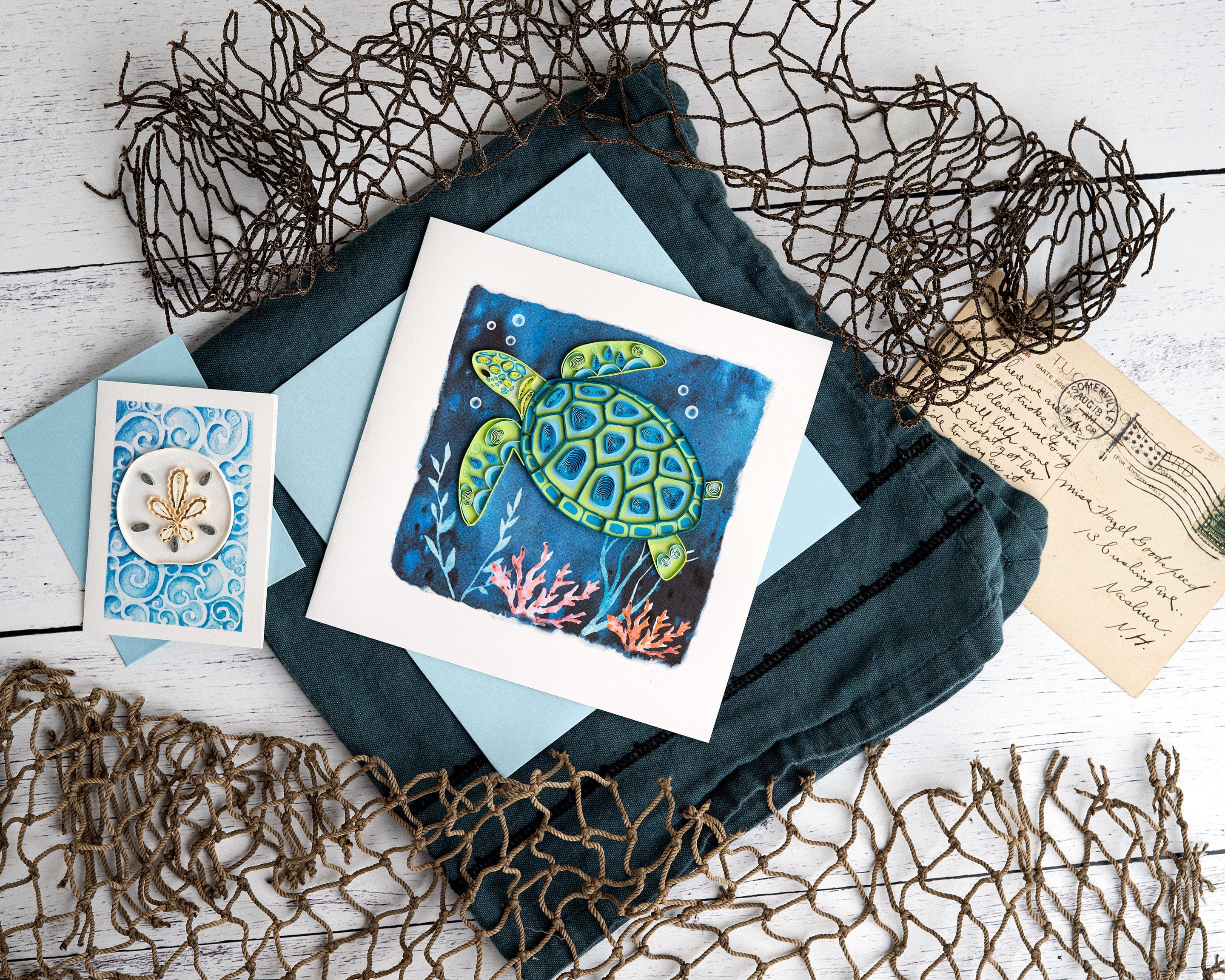Handcrafted Decorative Sea Turtle Greeting Card | Quilling Card