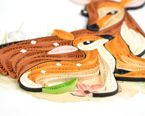 Close up detail look at Quilled Doe and Fawn Greeting Card