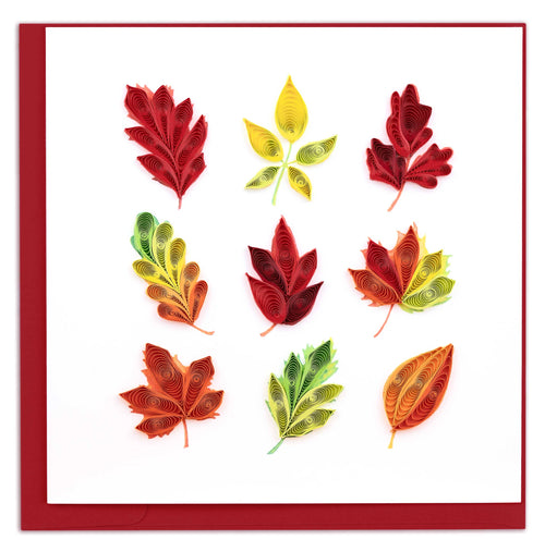 Quilled Fall Foliage Leaves Greeting Card