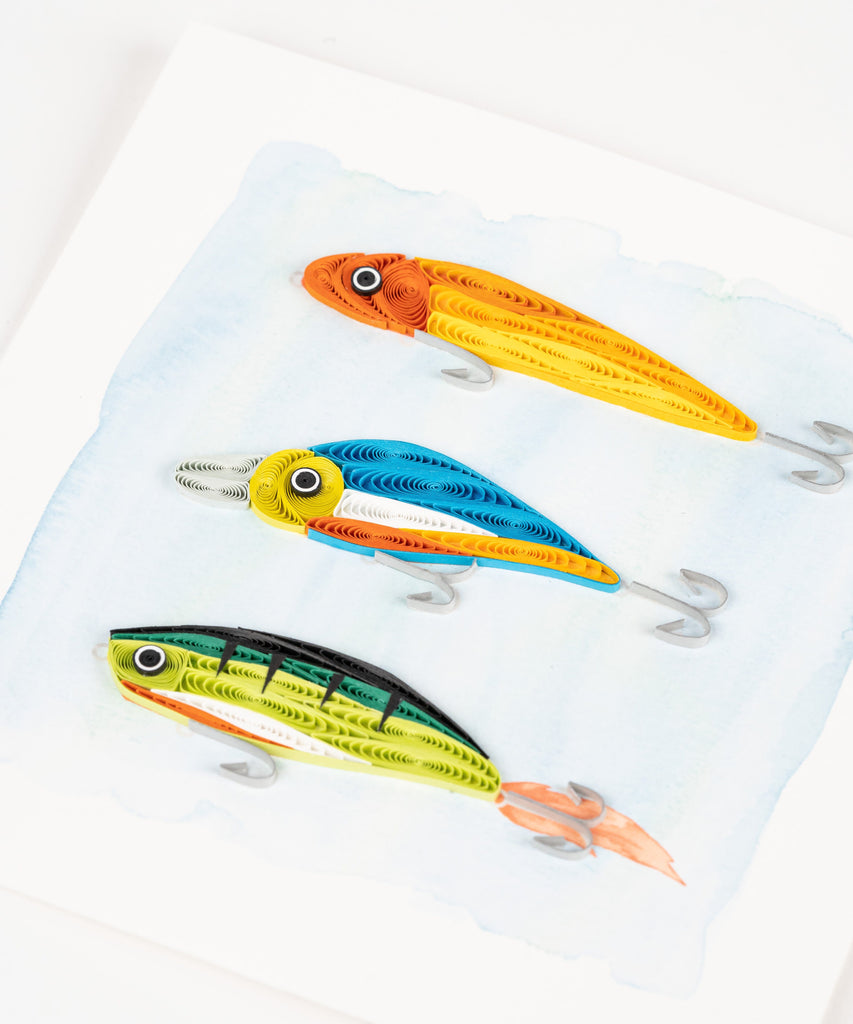 Handcrafted Fishing Lures Greeting Card Quilling Card¨