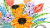 Close up detail of flowers from the Garden Watering Can Quilled greeting card.
