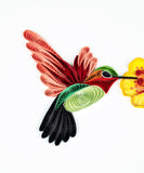 Detail of Quilled Hummingbird & Yellow Flowers Greeting Card