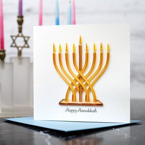 Quilled Modern Menorah Hanukkah Card