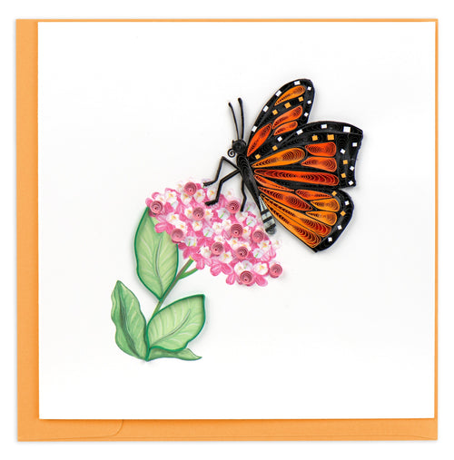 monarch butterfly, pink hydrangea, green leaves