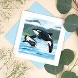 Quilled Orca Whales Greeting Card