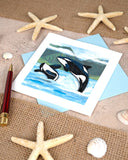 Quilled Orca Whales Greeting Card