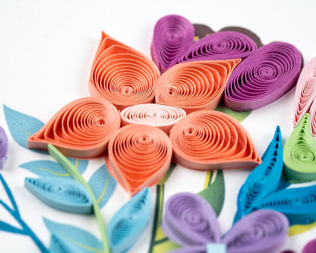 Handcrafted Playful Flower Bouquet Greeting Card Quilling Card