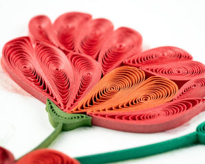 Quilled Red & Orange Poppies Greeting Card