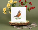 Quilled Robin with Worm Greeting Card