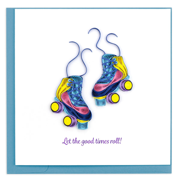Quilled Roller Skates Greeting Card