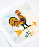 close up detail of quilled rooster weathervane greeting card