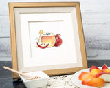 Quilled Rosh Hashanah Greeting Card in gold frame next to honey and apples 