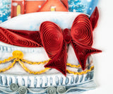 Close up detail shot of a bow from the Quilled Snow Globe Christmas Card