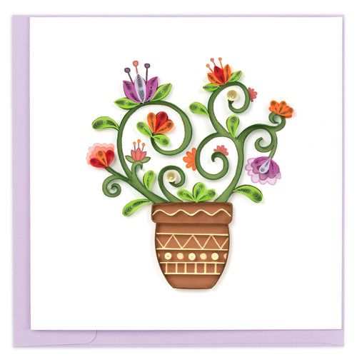 Quilled Terracotta Flower Bouquet Greeting Card