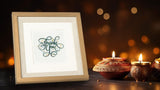 Quilled Thank You Greeting Card in Gold frame in front of bokeh backgrounds and candles