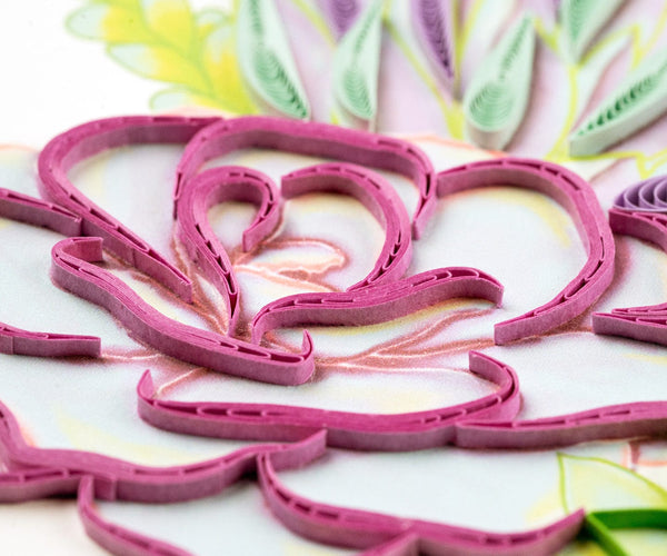 Handcrafted Vibrant Succulents Greeting Card Quilling Card