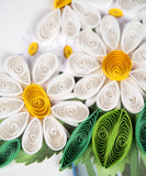 Close up detail of daisy quilled greeting card