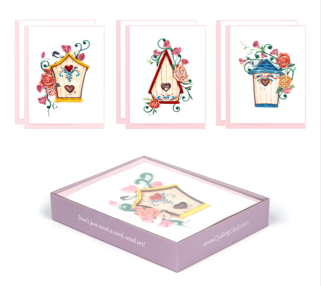 Quilled Birdhouses Note Card Box Set Quilling Card