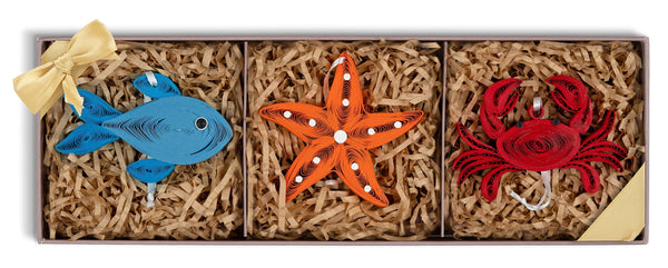 Quilled Sea Life  Ornaments Box Set