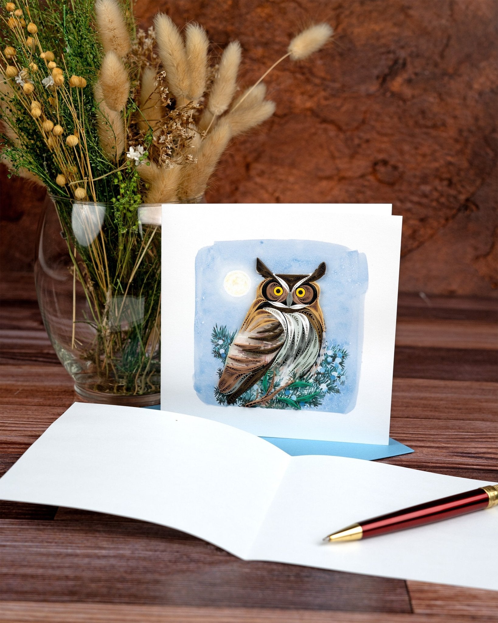 Quilled Great Horned Owl Greeting Card Quilled Great Horned Owl Greeting Card