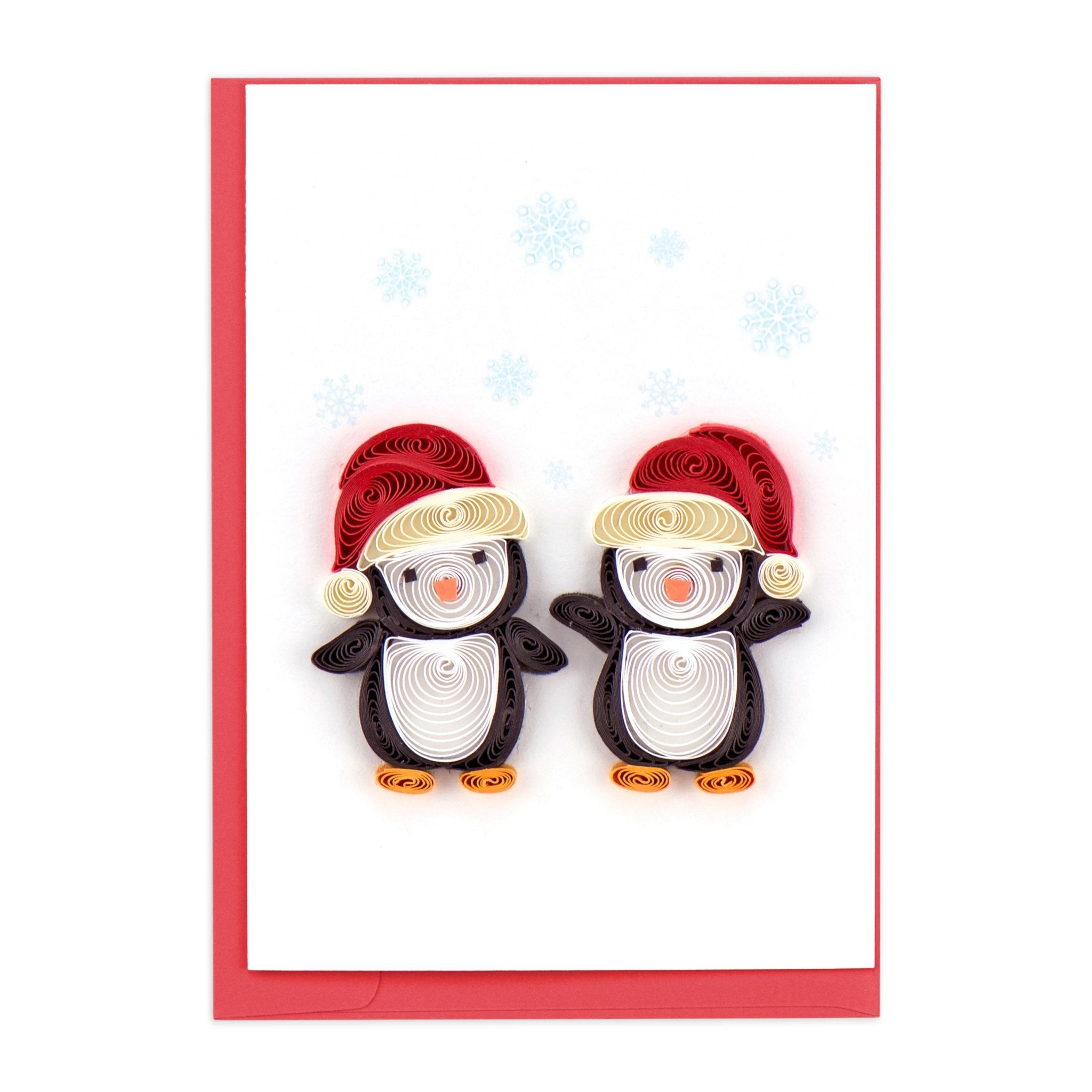 Quilled Christmas Penguins Gift Enclosure Mini Card