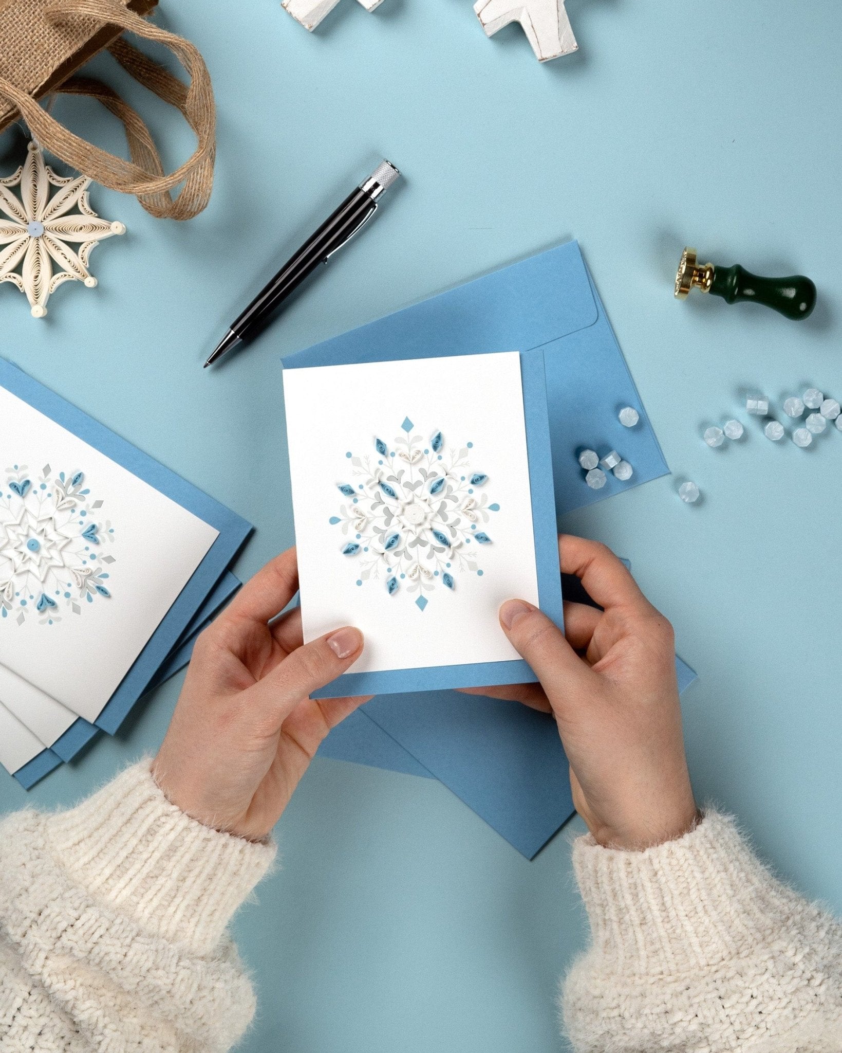 Snowflake Note Card Quilled Snowflake Note Card Box Set – Quilling Card
