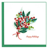 Quilled Holly Berry Bunch Greeting Card