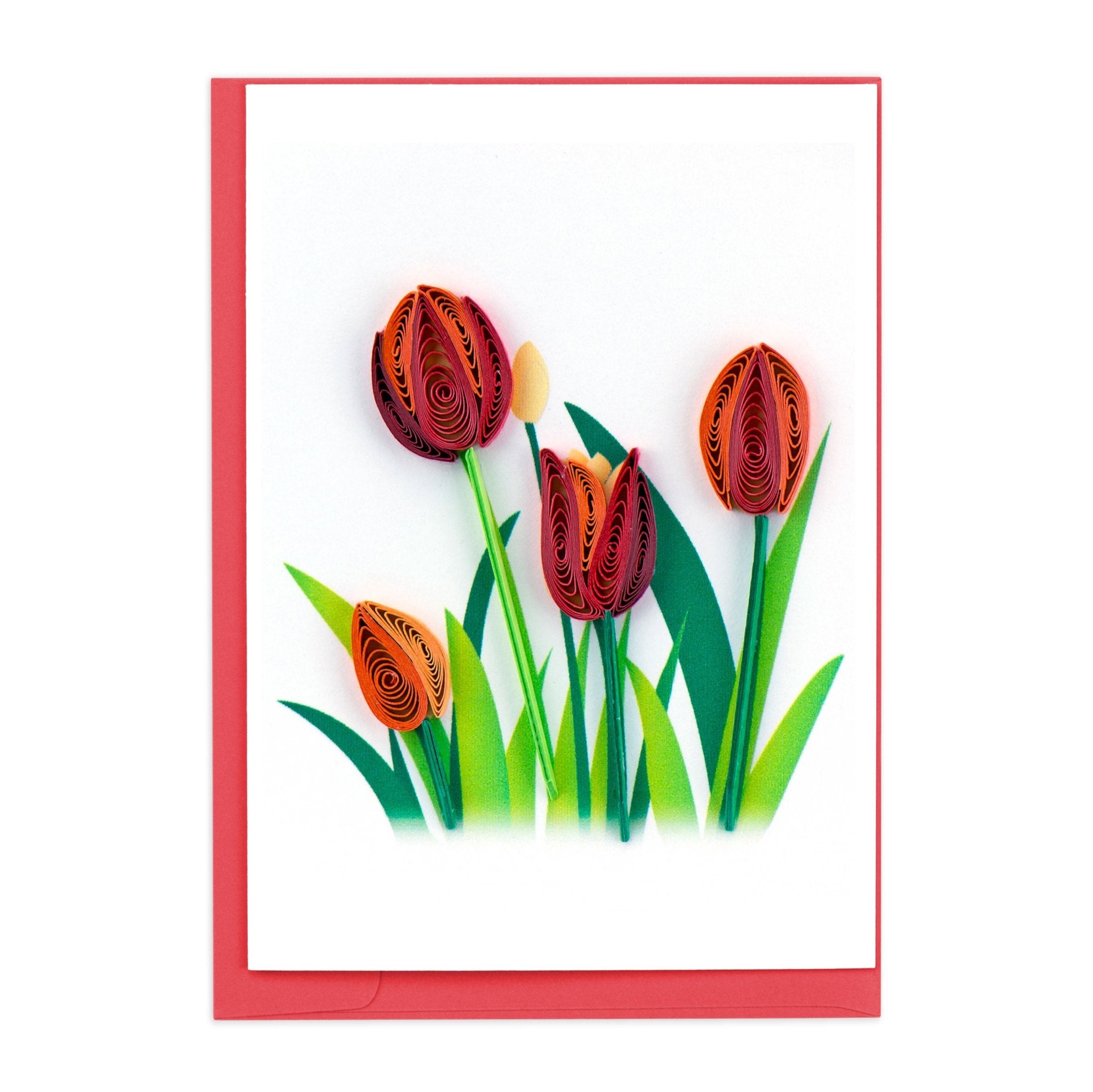 Quilled Red Tulip Gift Enclosure Mini Card
