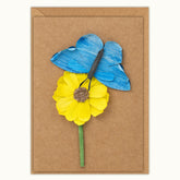 Blue Butterfly with Yellow Flower Handmade Greeting Card