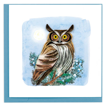 Quilled Great Horned Owl Greeting Card - Quilling Card - Greeting Card