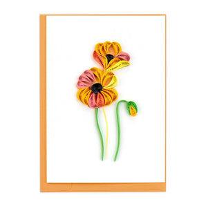 Quilled Orange Poppies Gift Enclosure Mini Card
