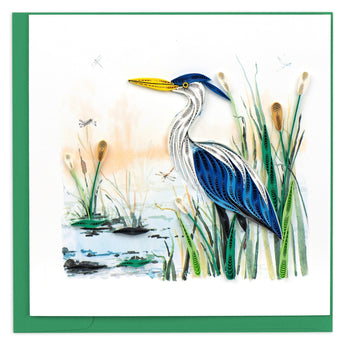 Quilled Great Blue Heron Greeting Card - Quilling Card - Greeting Card