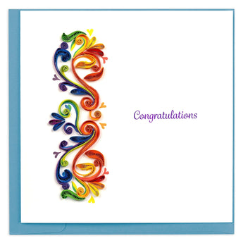 Quilled Rainbow Swirl Congratulations Card - Quilling Card - Greeting Card