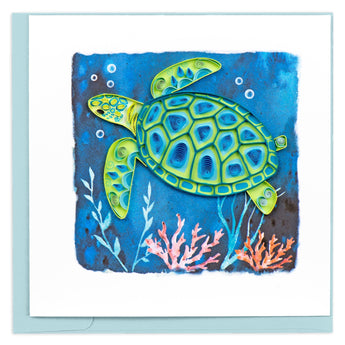Quilled Decorative Sea Turtle Greeting Card - Quilling Card - Greeting Card