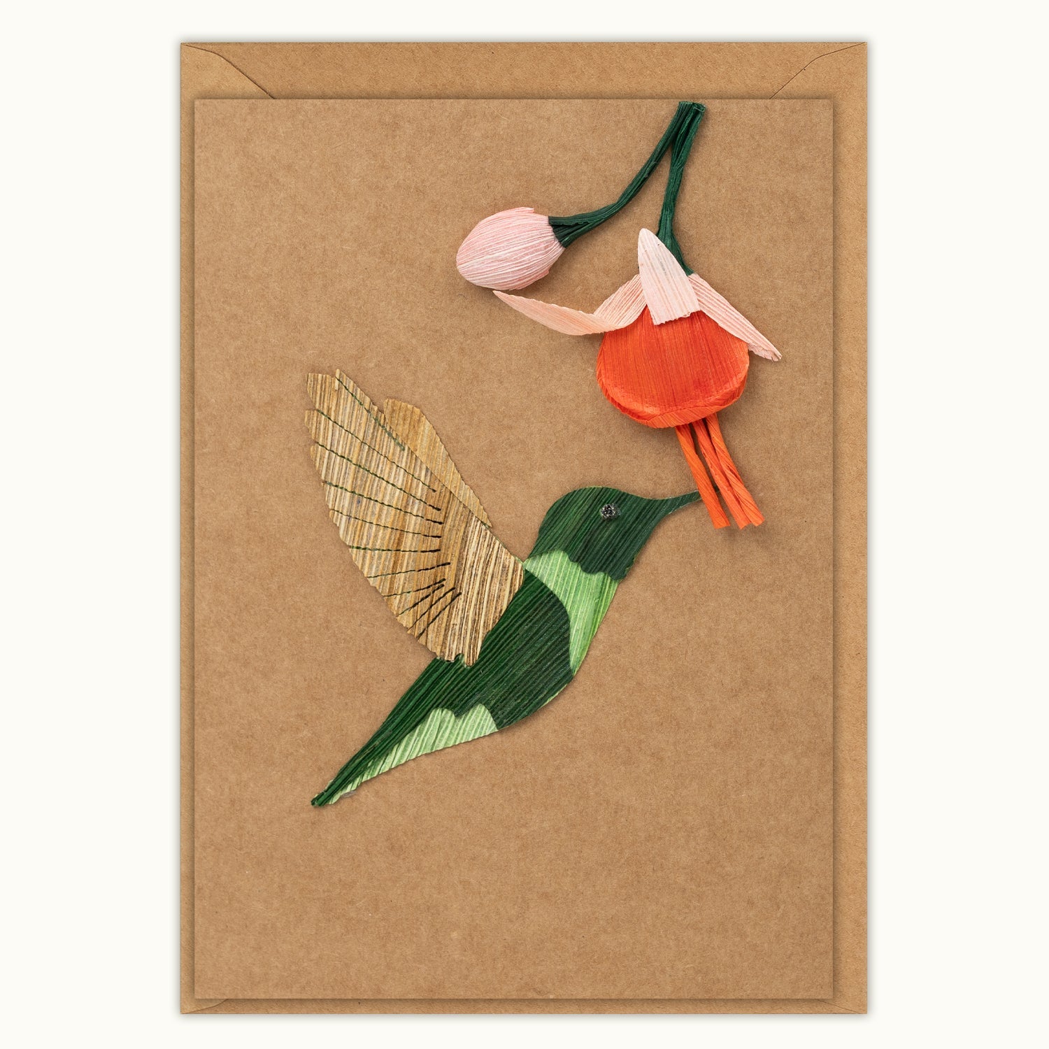 Bird with Flower Handmade Greeting Card