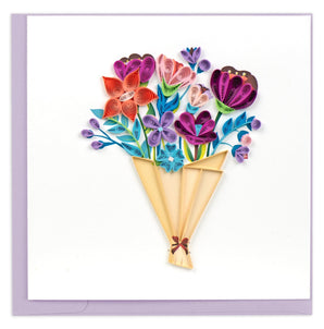 Quilled Playful Flower Bouquet Greeting Card - Quilling Card - Greeting Card