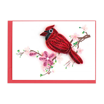 Quilled Cardinal Gift Enclosure Mini Card - Quilling Card - Gift Enclosure